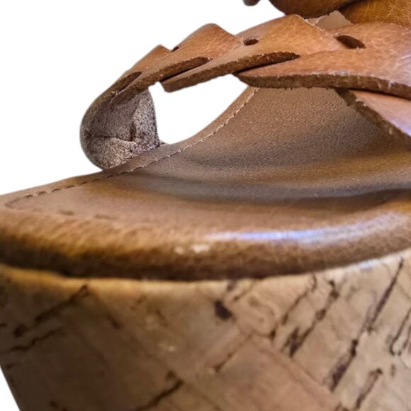 NICOLE  Brown Braided Cork Wedge Platform Sandals sz 8 - Picture 8 of 10